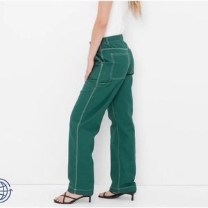 Gap High Rise 90s Loose Carpenter Pants Green Cargo Y2K Baggy Streetwear Sz 00